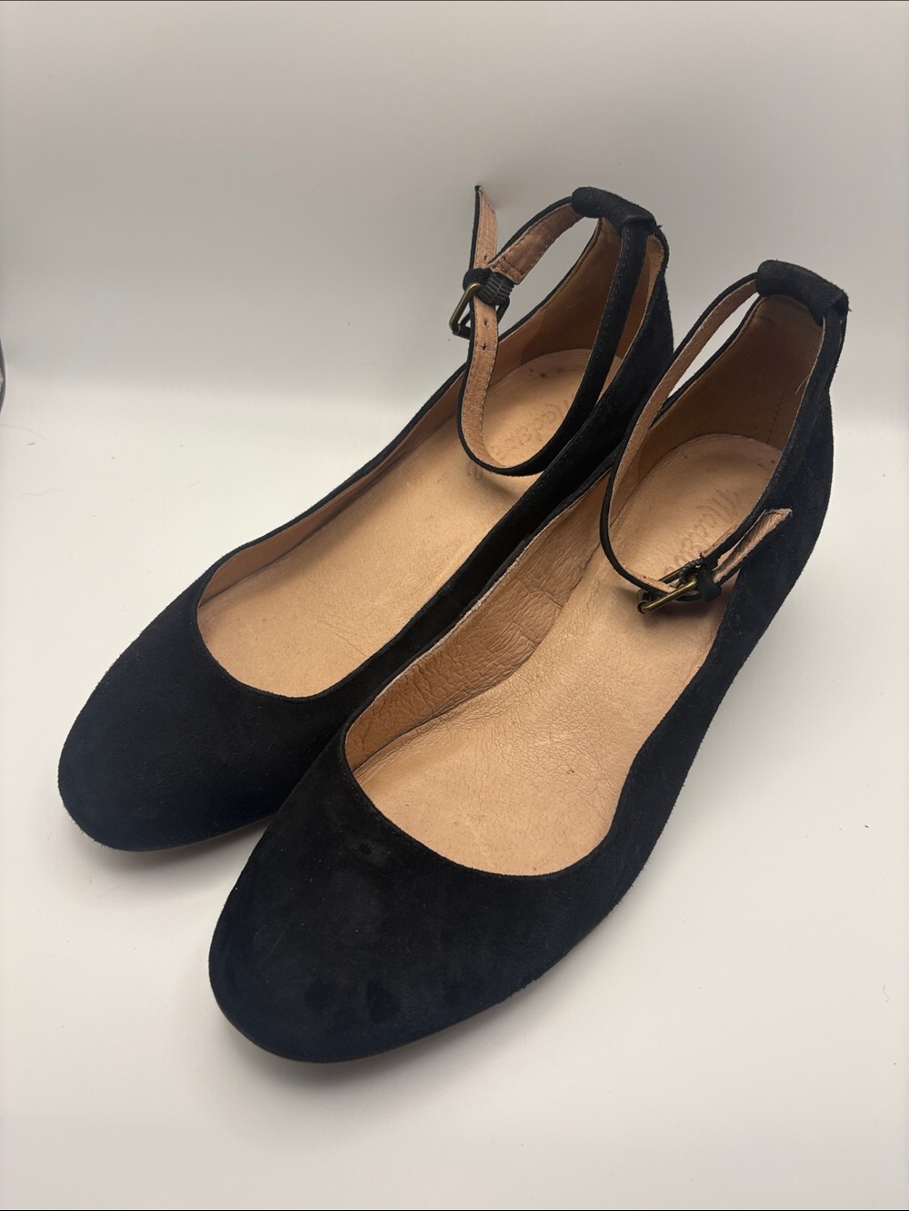 Madewell Women's Black Suede Ankle-Strap Mary Jane with low heel